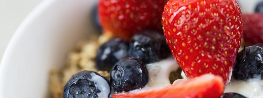 Healthy snacks strawberries blueberries and nuts